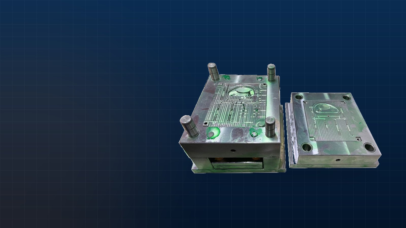 Real injection mold cavity and core plates machined and polished in the CENTS toolroom