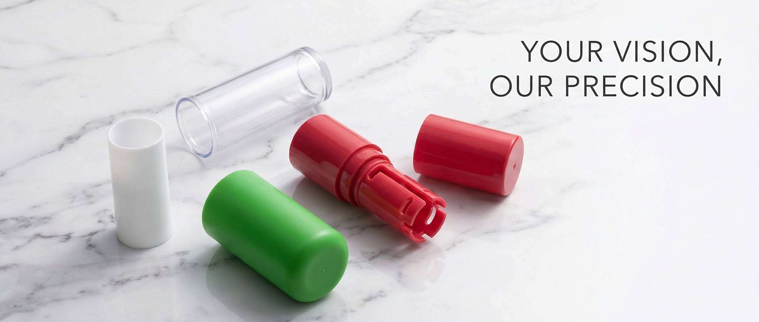 Molded cosmetic tubes, caps and inner mechanisms with Class-A surfaces