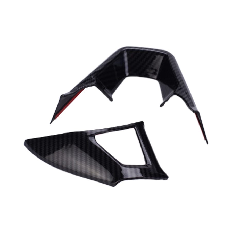 Black carbon-weave effect molded trim parts for an automotive or motorcycle application