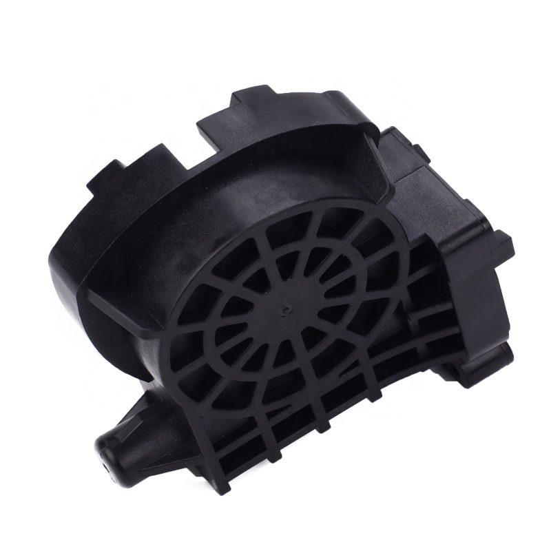 Black glass-filled nylon structural part with ribs and a molded grid