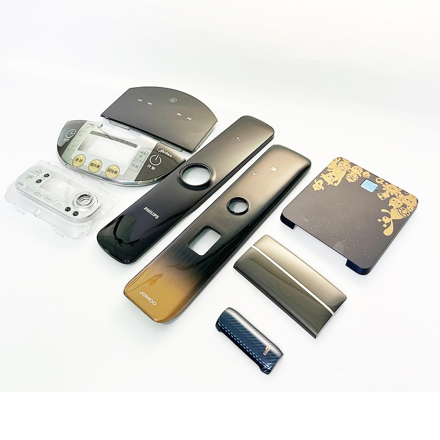Set of flat IMD decorative panels in metallic, gradient and marble finishes