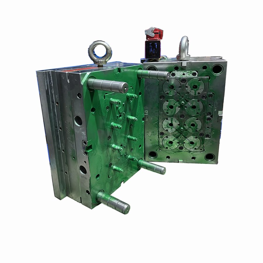 Lipstick cap injection mold with slides and polished cores