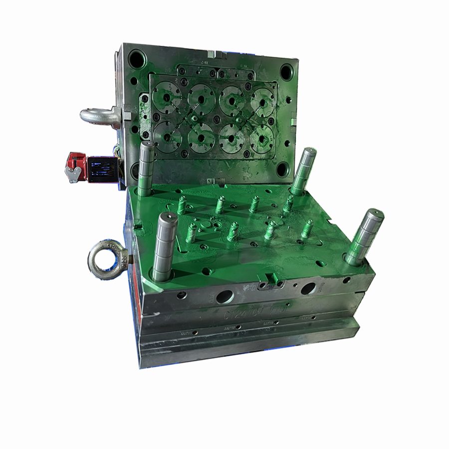 Multi-cavity mold base with rows of replaceable inserted cores